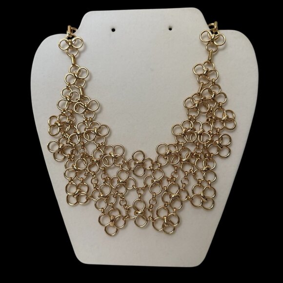 NWOT Banana Republic Multi Circle Statement Necklace Gold Tone Adjustable - Picture 1 of 12